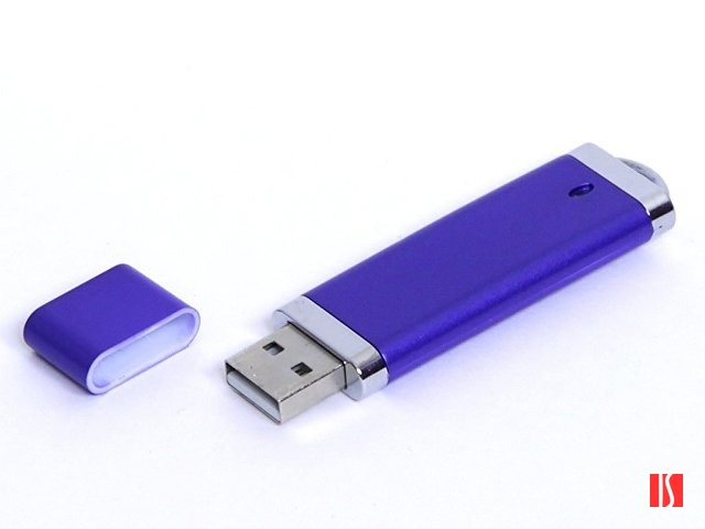 USB-флешка промо на 128 Гб прямоугольной классической формы, синий