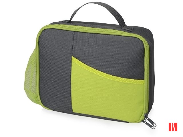 Изотермическая сумка-холодильник "Breeze" для ланч-бокса, серый/зел яблоко