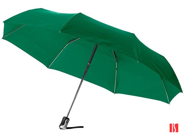 Зонт Alex трехсекционный автоматический 21,5", зеленый