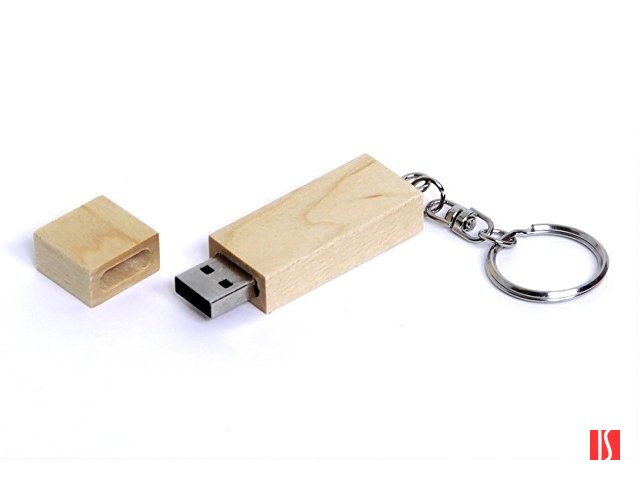 USB-флешка на 4 Гб прямоугольная форма, колпачек с магнитом, натуральный