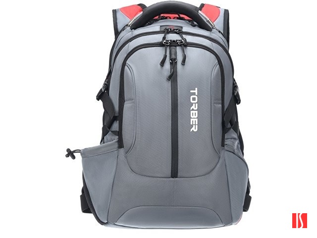 Рюкзак TORBER DRIVE с отделением для ноутбука 15", серый/красный, полиэстер 1680D, 36x17x50 см, 30 л