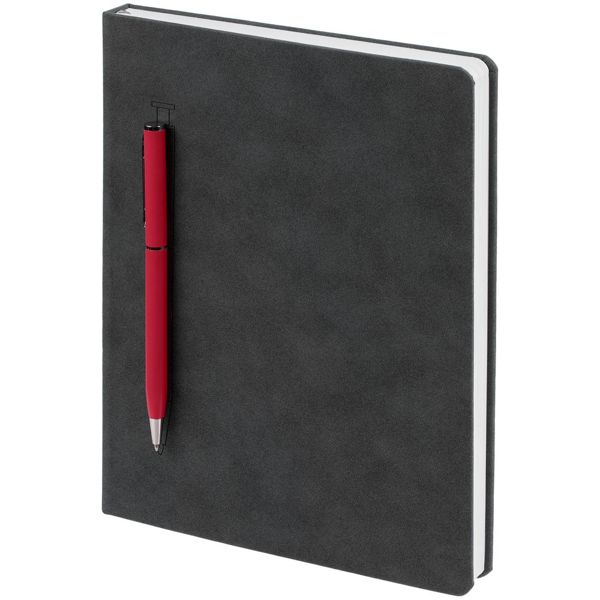 Ежедневник Magnet Chrome с ручкой, серый с красным