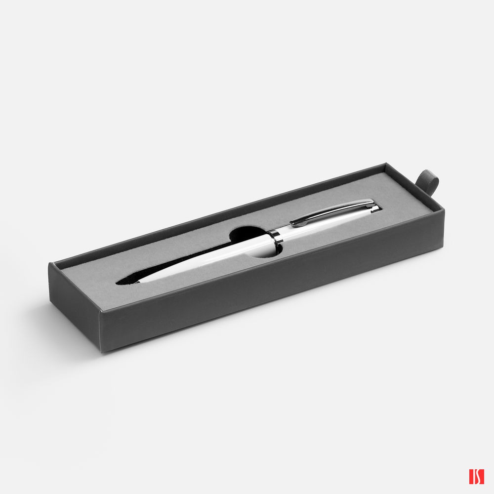 Ручка шариковая Letra Chrome в футляре, белая