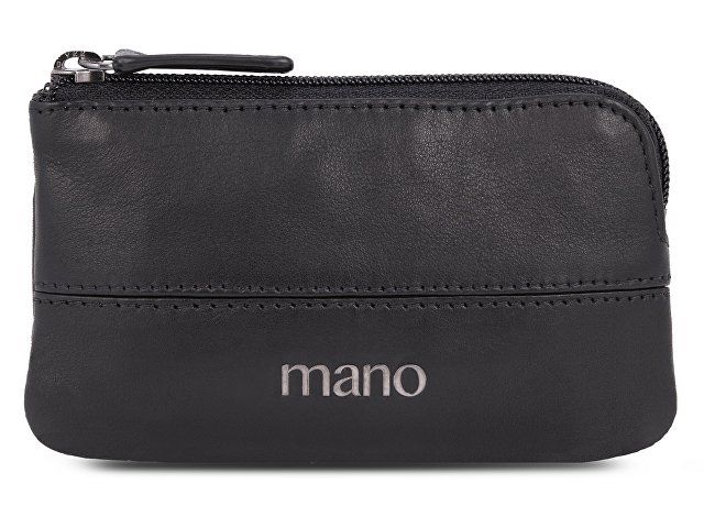 Ключница Mano "Don Romeo" с RFID защитой, натуральная кожа в чёрном цвете, 11,5 х 1 х 6,5 см